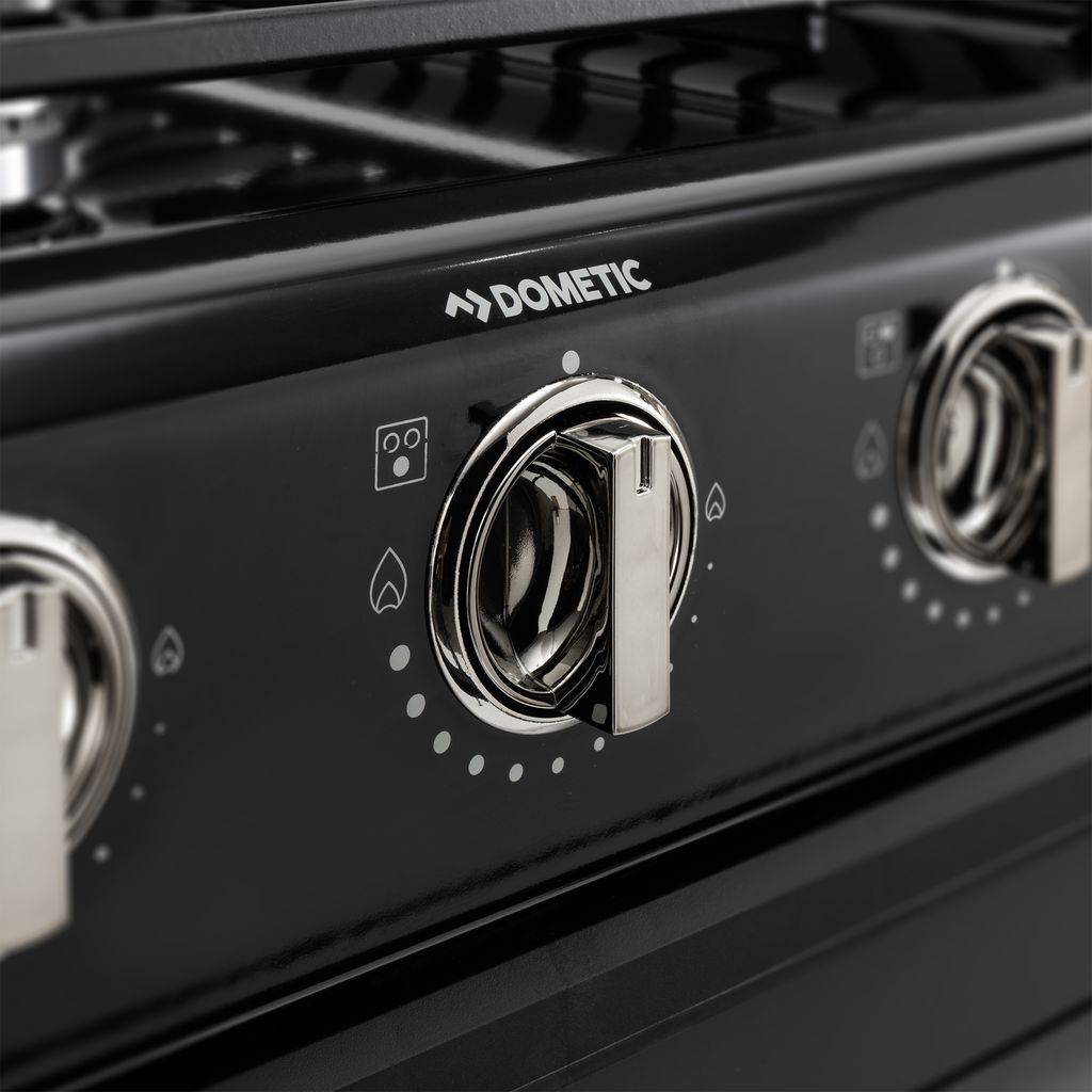 Dometic RV Oven 3-Burner Stove with Range 17" Tall | Black