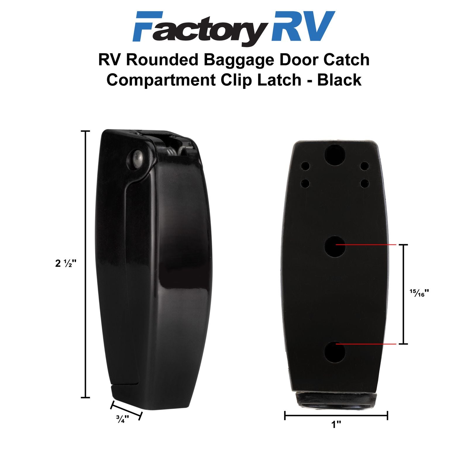 RV Compartment Door Catch | Clip Latch Black