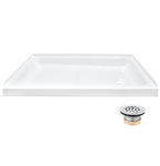 RV Shower Pan 32" x 24" x 5" Right with Drain | White