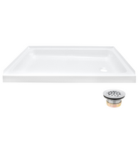 RV Shower Pan 32" x 24" x 5" Right with Drain | White
