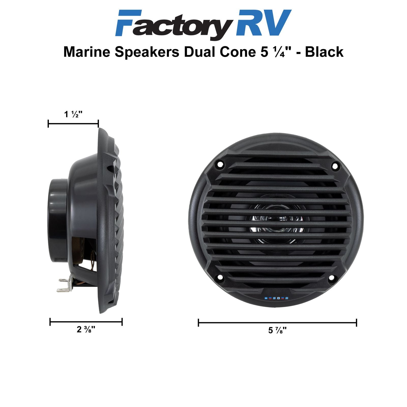 Marine Speakers Dual Cone 5.25" Pair | Black or White