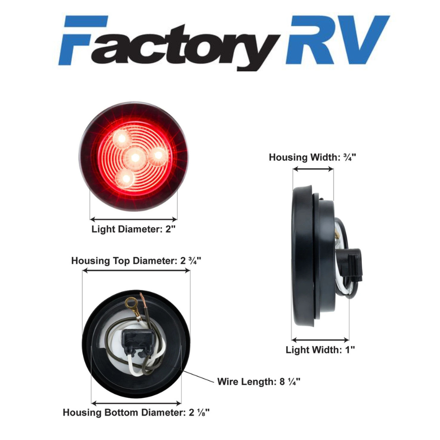 2" Round Red/Red Trailer Marker Lights | LED Clearance