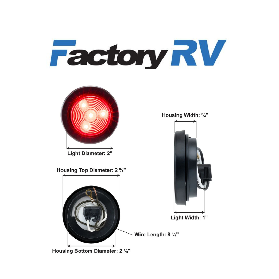 Trailer Marker Lights | 2" Round Clear/Red Exterior