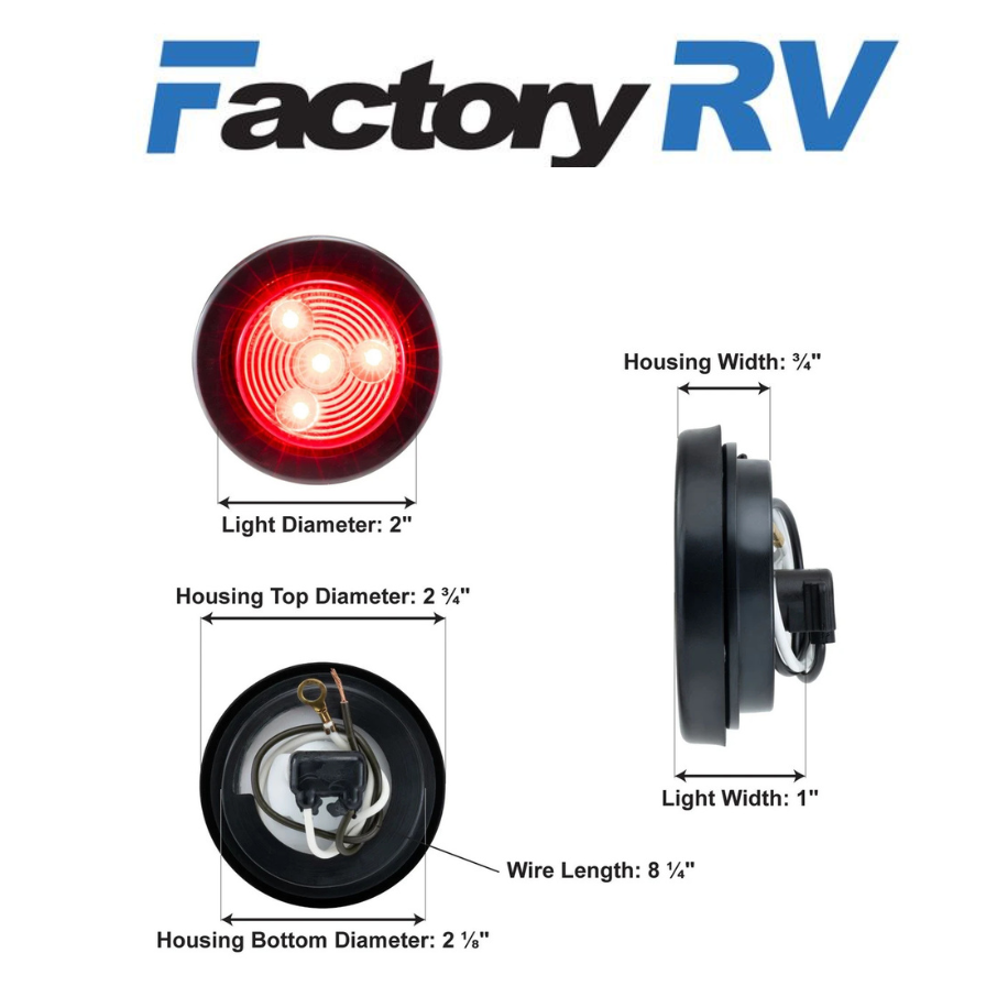 2" Amber/Amber Round Exterior LED Trailer Marker Lights