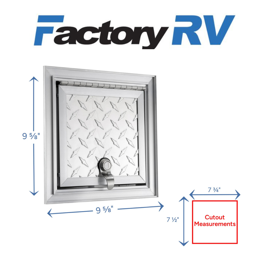 RV Compartment Door | Square  Diamond Plated | 8" X 8"