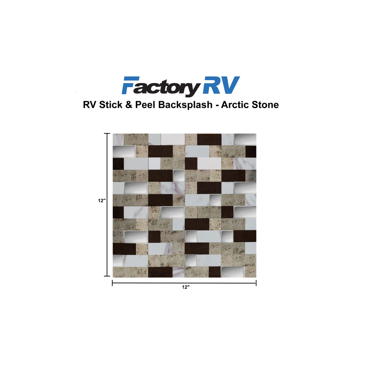 RV Arctic Stone Tile | 12"x12" Peel & Stick Mosaic Sheet