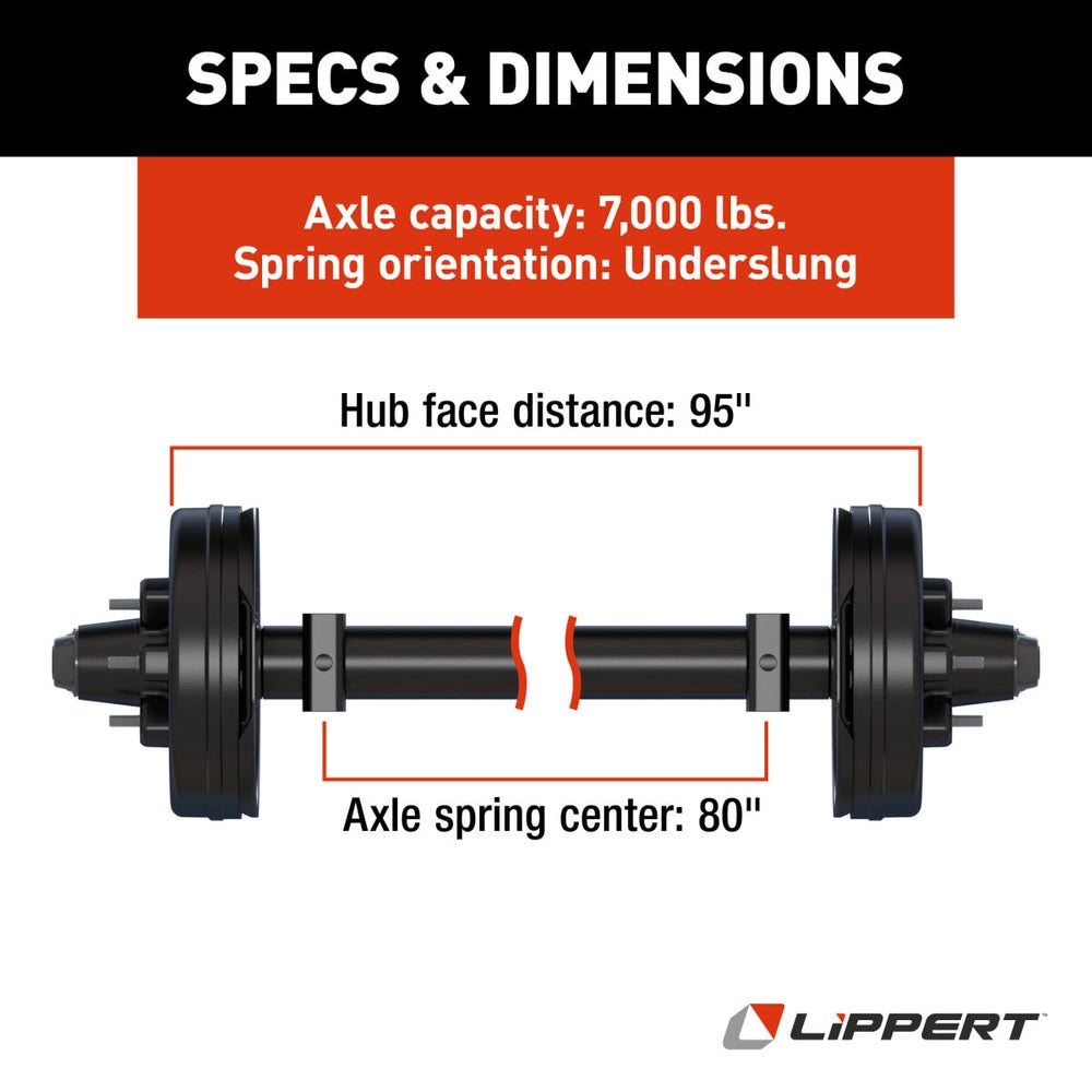 Lippert Trailer Axle 7,000LB Underslung Idler | 95HF | 80SC