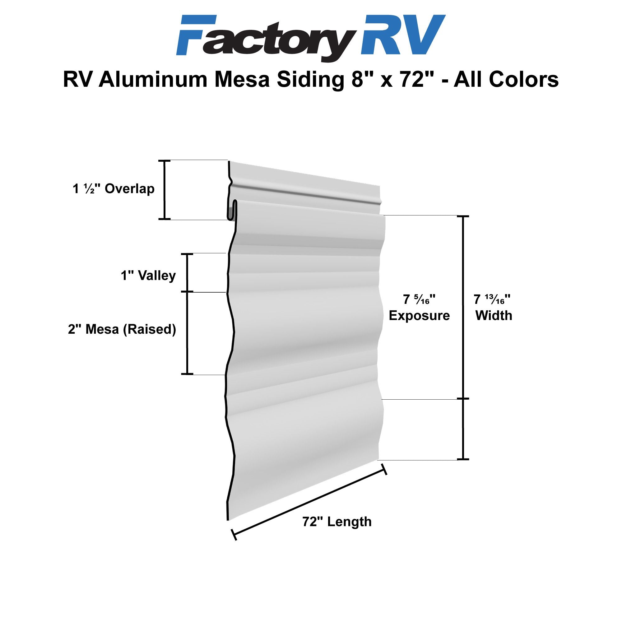 RV Aluminum Mesa Siding 8" x 72" | Yellow