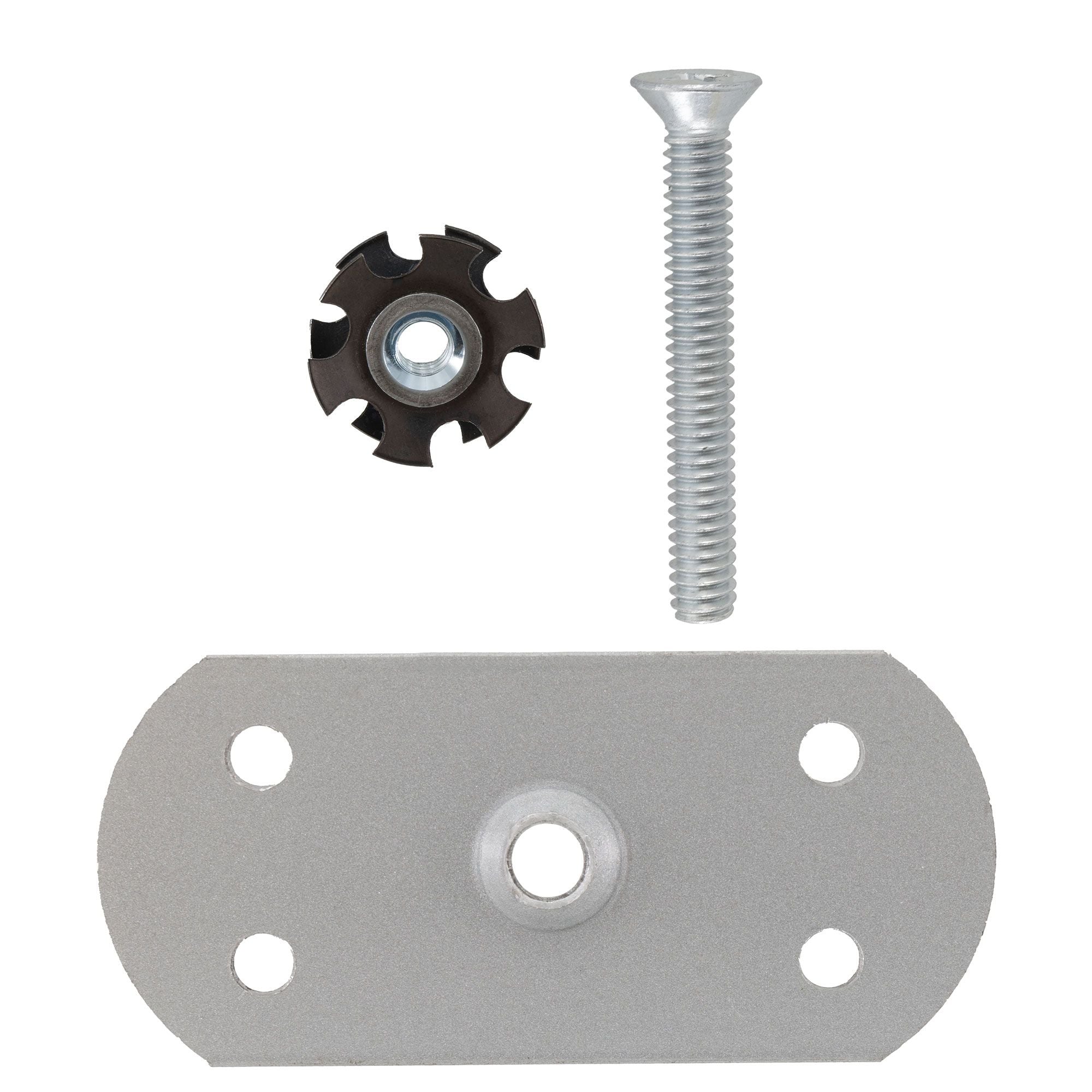 RV Ladder Oval Pad with Bolt and Insert Nut with 4 Holes | Silver