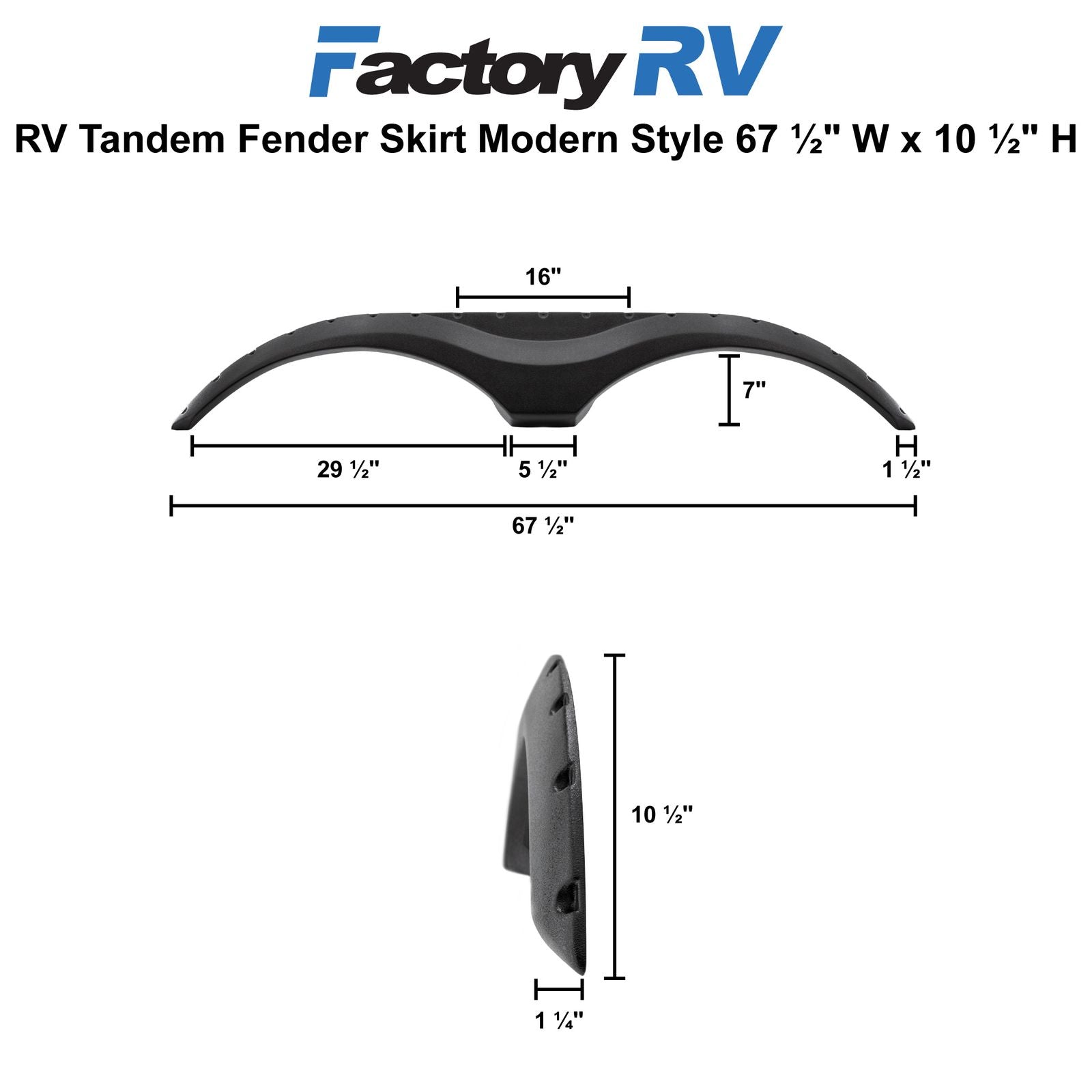 RV Tandem Fender Skirt Modern Style | 67 ½" W x 10 ½" H - Keystone
