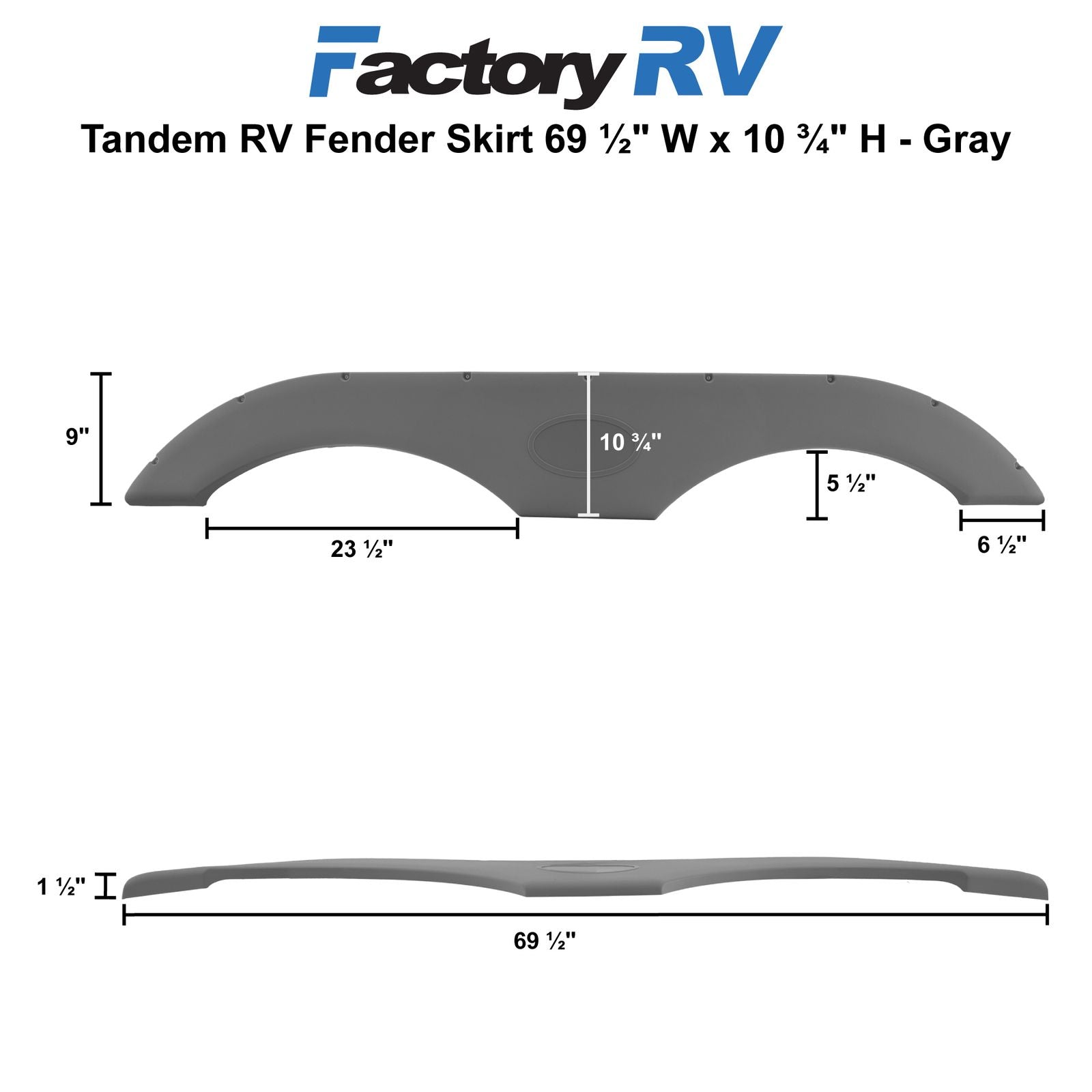 Tandem RV Fender Skirt | 69 ½" W x 10 ¾" H
