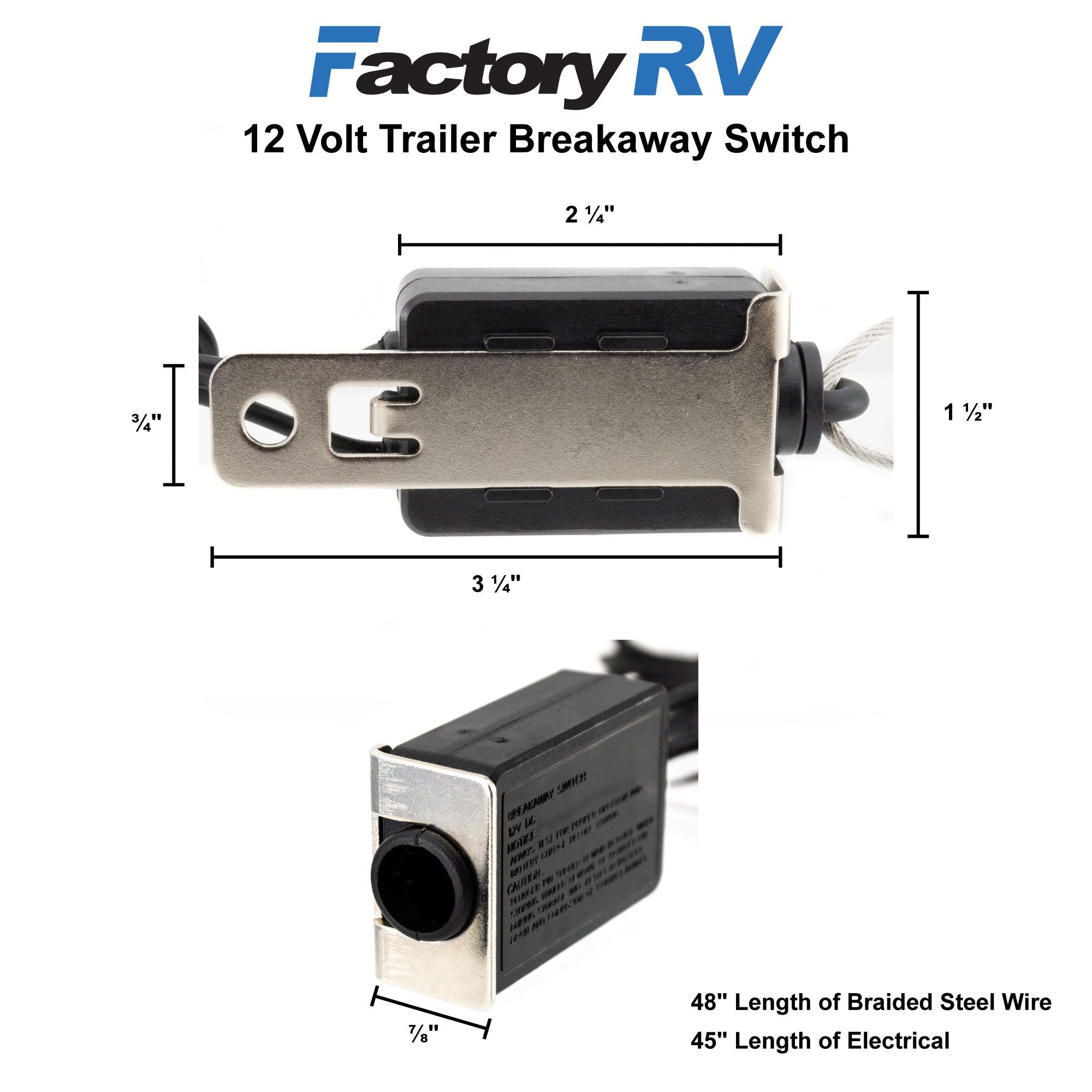 Trailer Breakaway Switch | 12V Electric Brake Safety