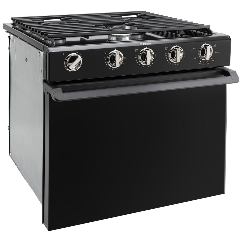Dometic RV Oven 3-Burner Stove with Range 17" Tall | Black