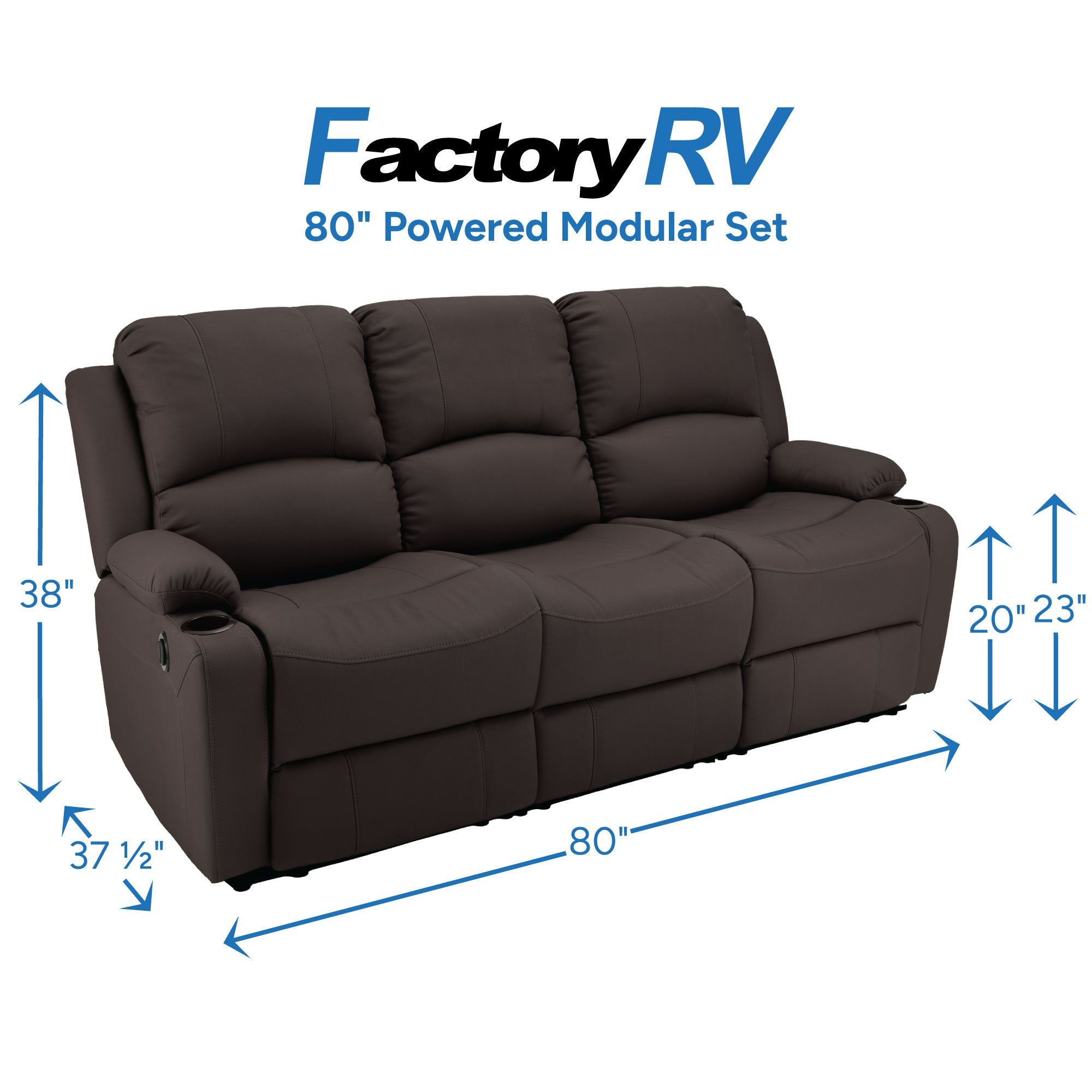 RV Wall Hugger Sofa 80" Powered Reclining Theater Seats