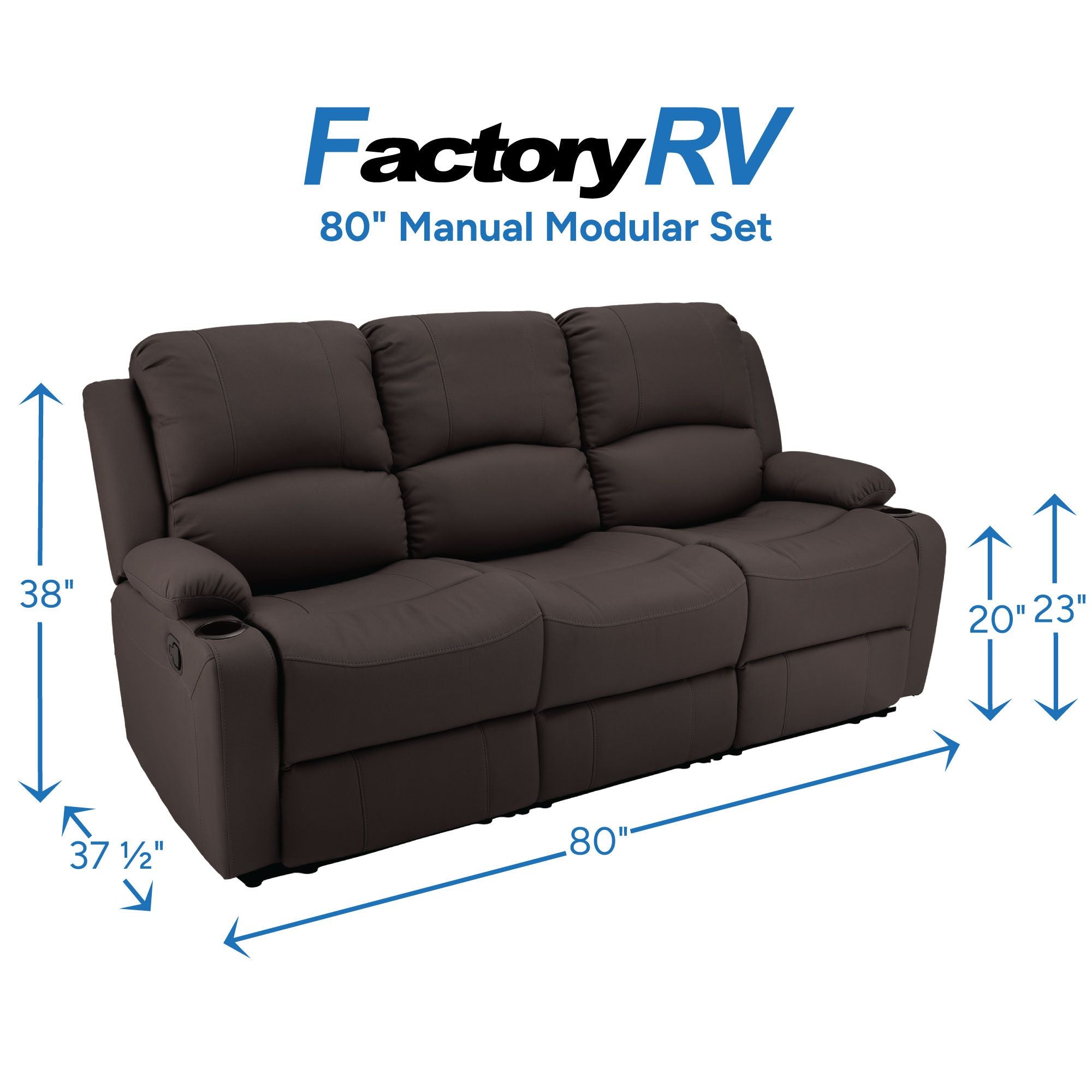 RV Wall Hugger Sofa 80" Manual Reclining Theater Seats