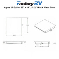 RV 17 Gallon 32" x 32" x 5" Black Water Tank | Alpha VR32325H