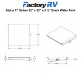 RV 17 Gallon 32" x 32" x 5" Black Water Tank | Alpha VR32325H
