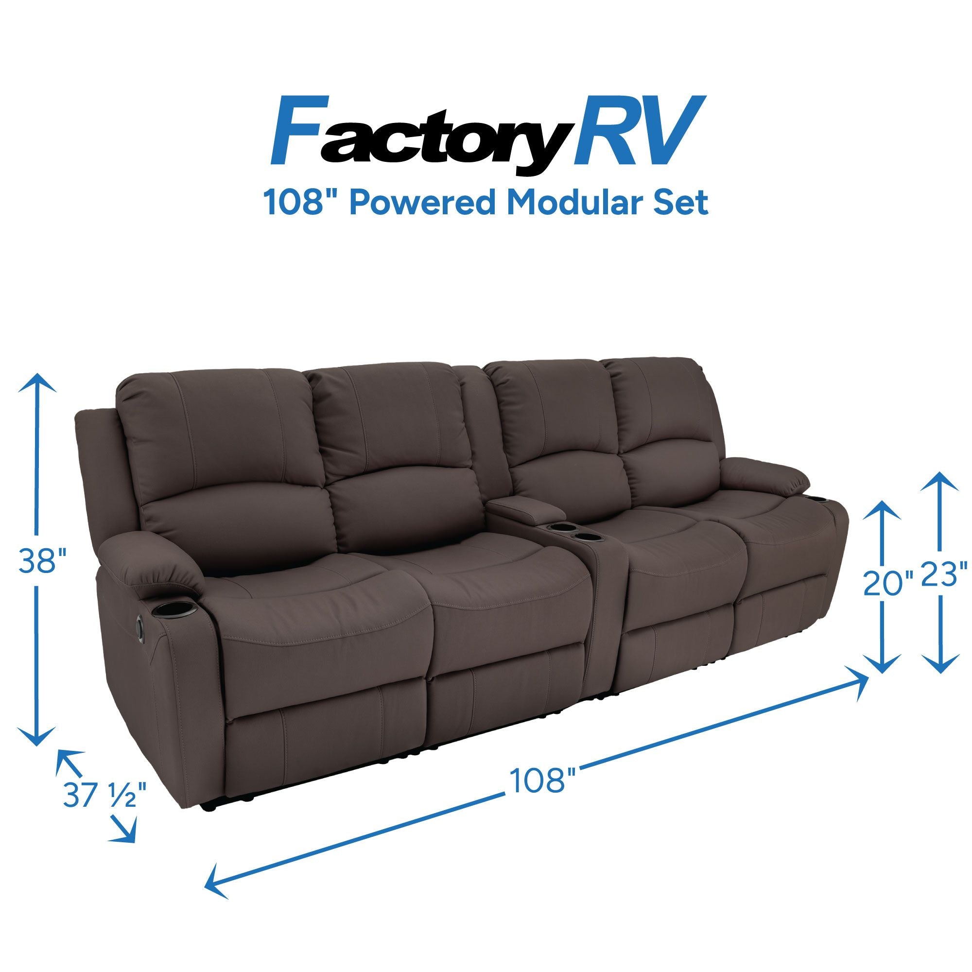 RV Wall Hugger Sofa 108" Powered Reclining Theater Seats