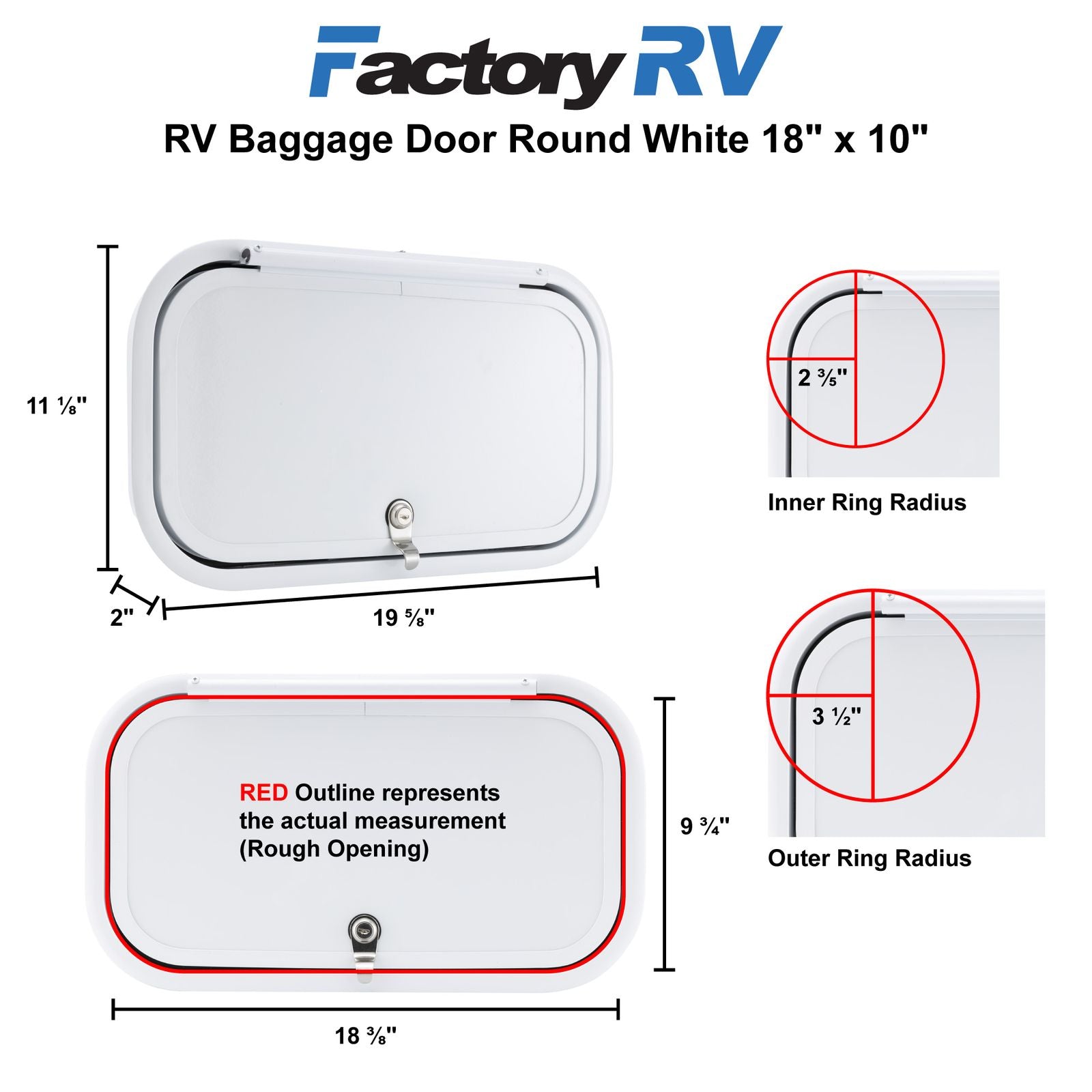 RV Compartment Door | Round | White | 18" X 10"