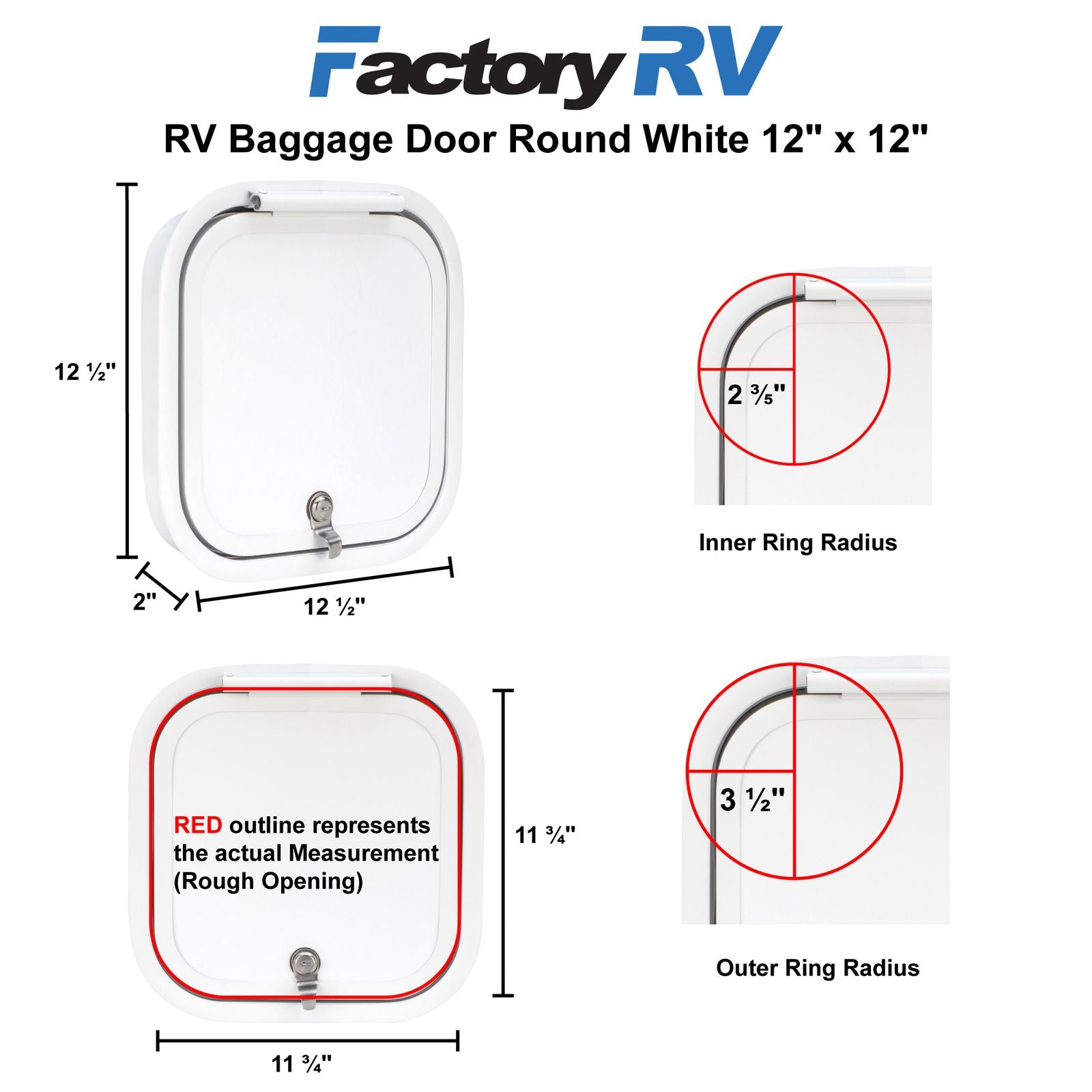 RV Compartment Door | Round | White | 12" X 12"