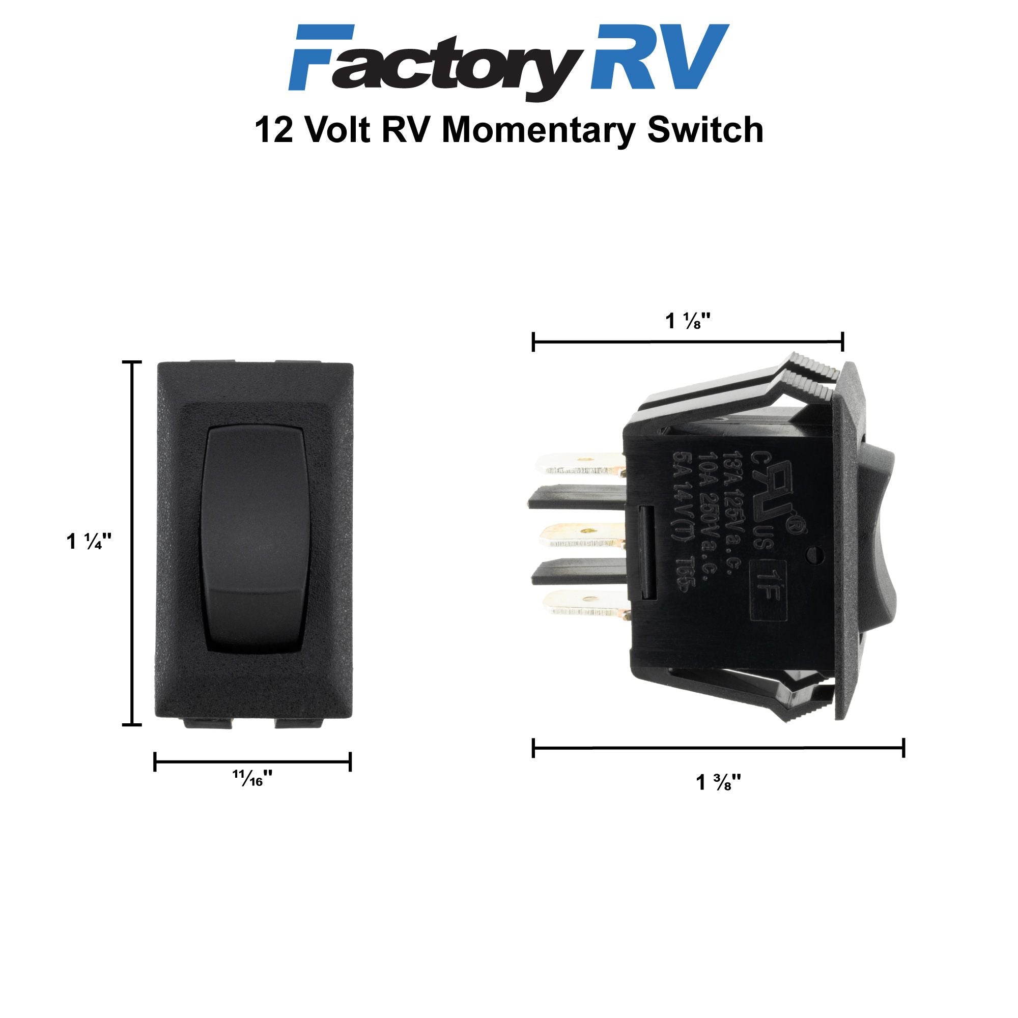 RV Momentary Switch | 12 Volt | Push On Button