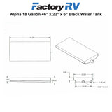 RV 18 Gallon 46" x 22" x 6" Black Water Tank | Alpha VR22466H