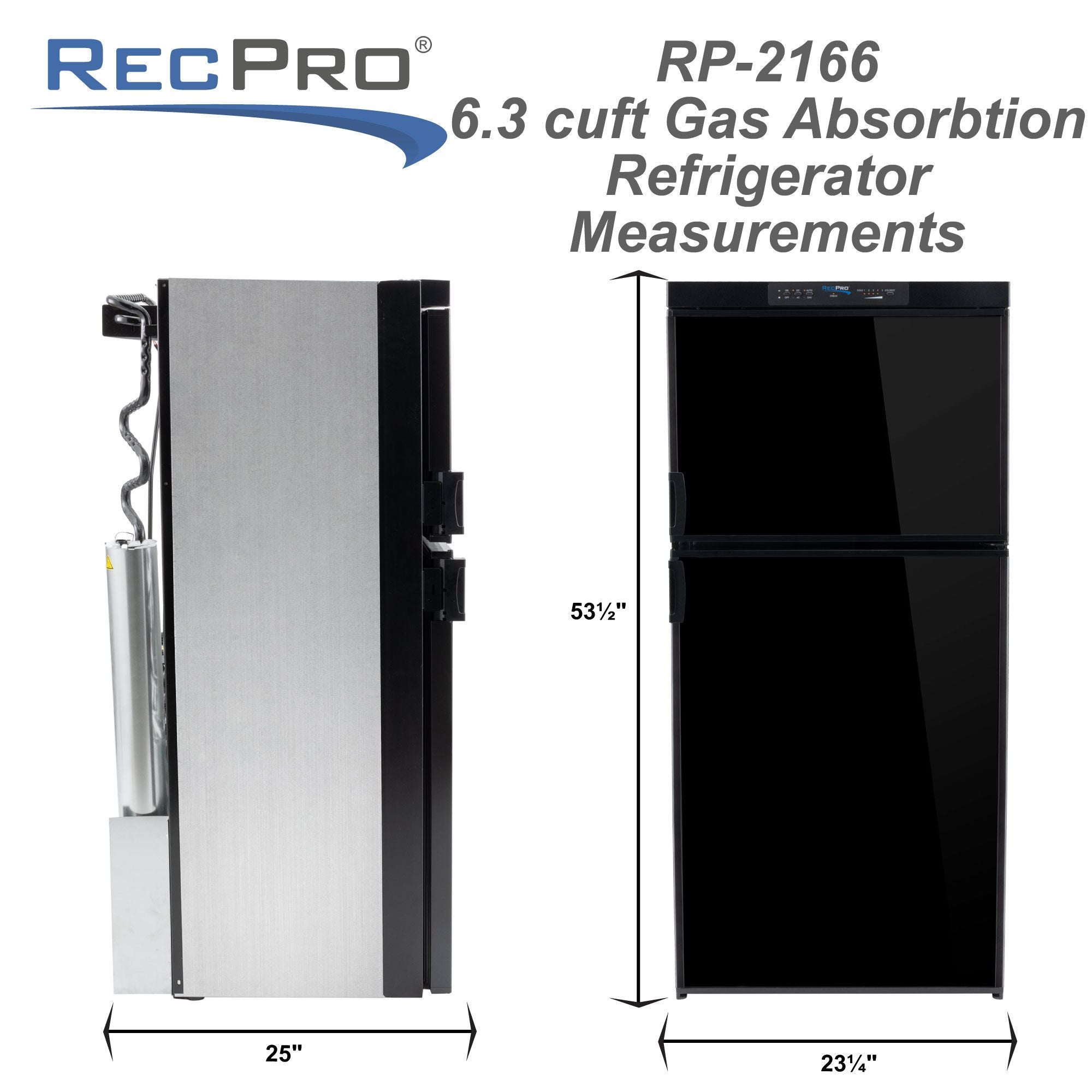 RecPro RV Refrigerator | Electric and 3-Way Gas | 6.3 Cubic Feet