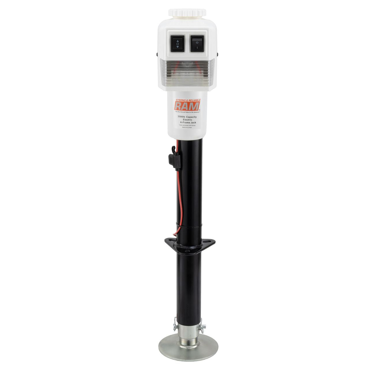 RAM 3500 lb RV Electric Trailer Jack | White Drop Leg – factoryrv.com