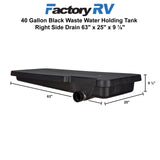 RV 40 Gallon Black Waste Water Holding Tank Right Side Drain 63" x 25" x 9 ¼"