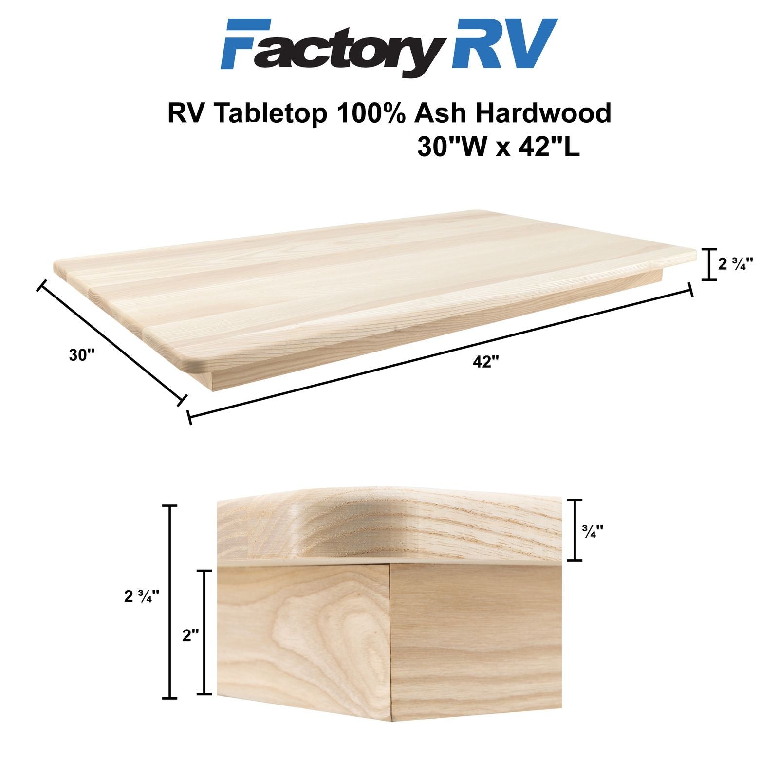 RV Table Top | 100% Ash Hardwood Dining & Camper Table