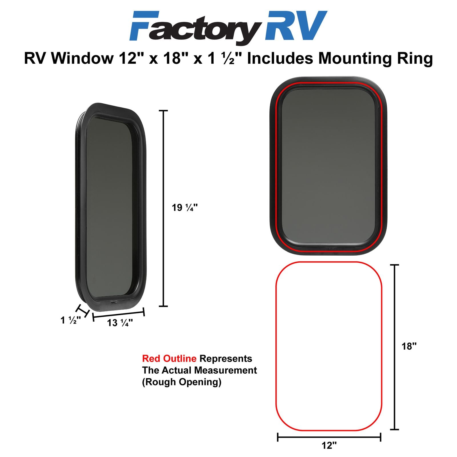 RV Window | Fixed | 12" x 18" x 1 ½"
