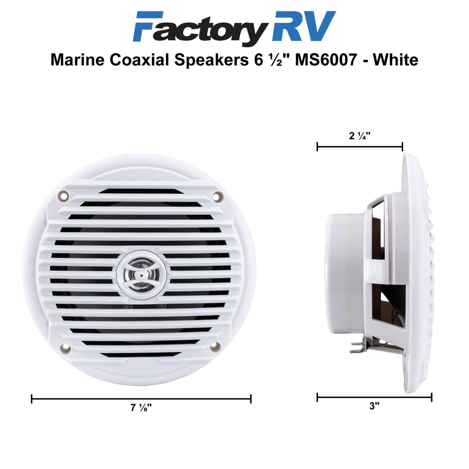 Marine Coaxial Speakers 6.5" MS6007 | White or Black | Pair