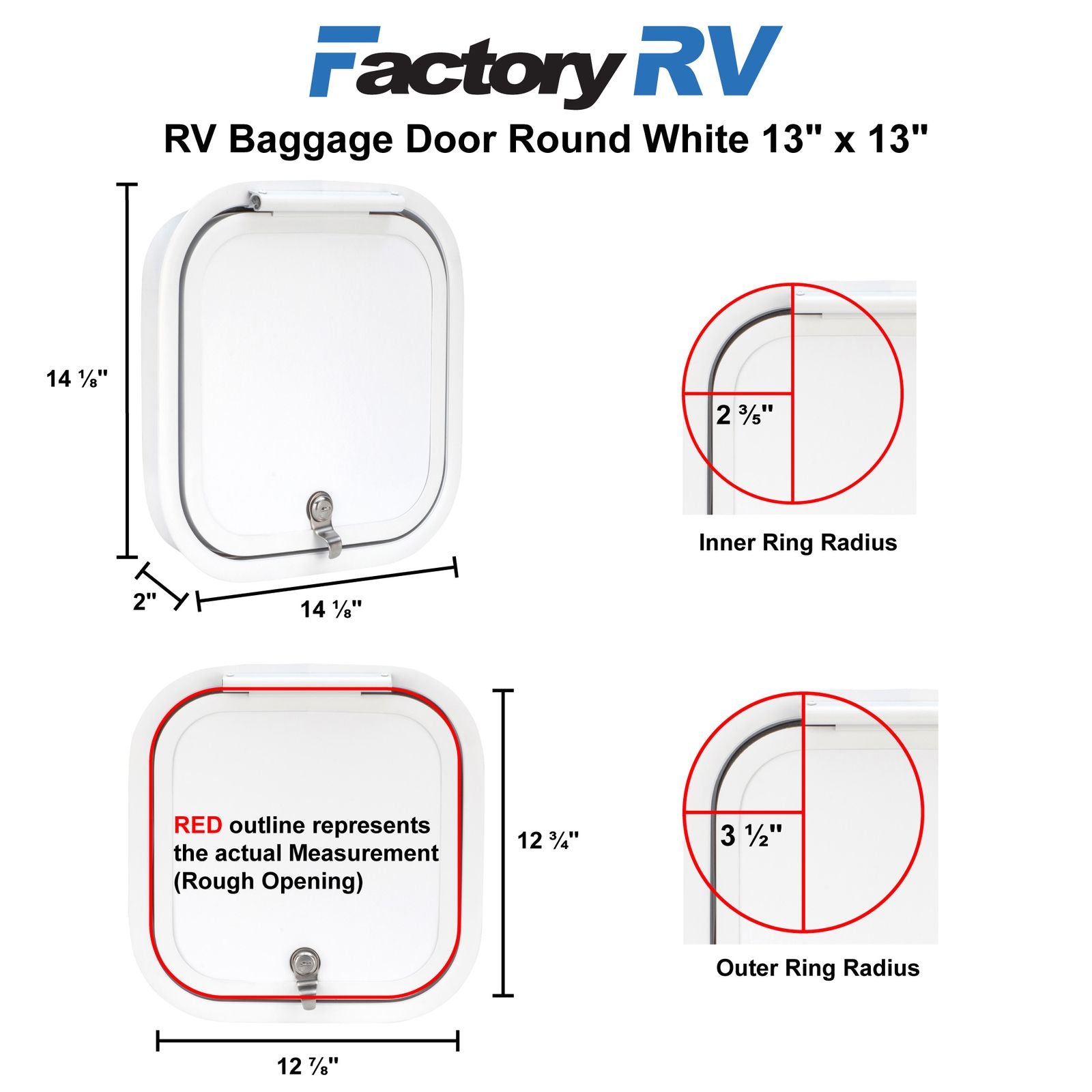 RV Compartment Door | Round | White | 13" X 13"