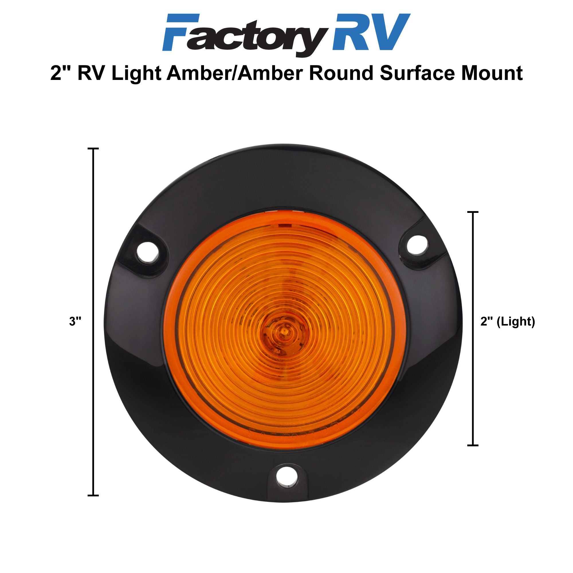RV 2" LED Surface Mount Light | Round Amber/Amber Trailer Marker or Clearance Light | Improved Visibility & Safety
