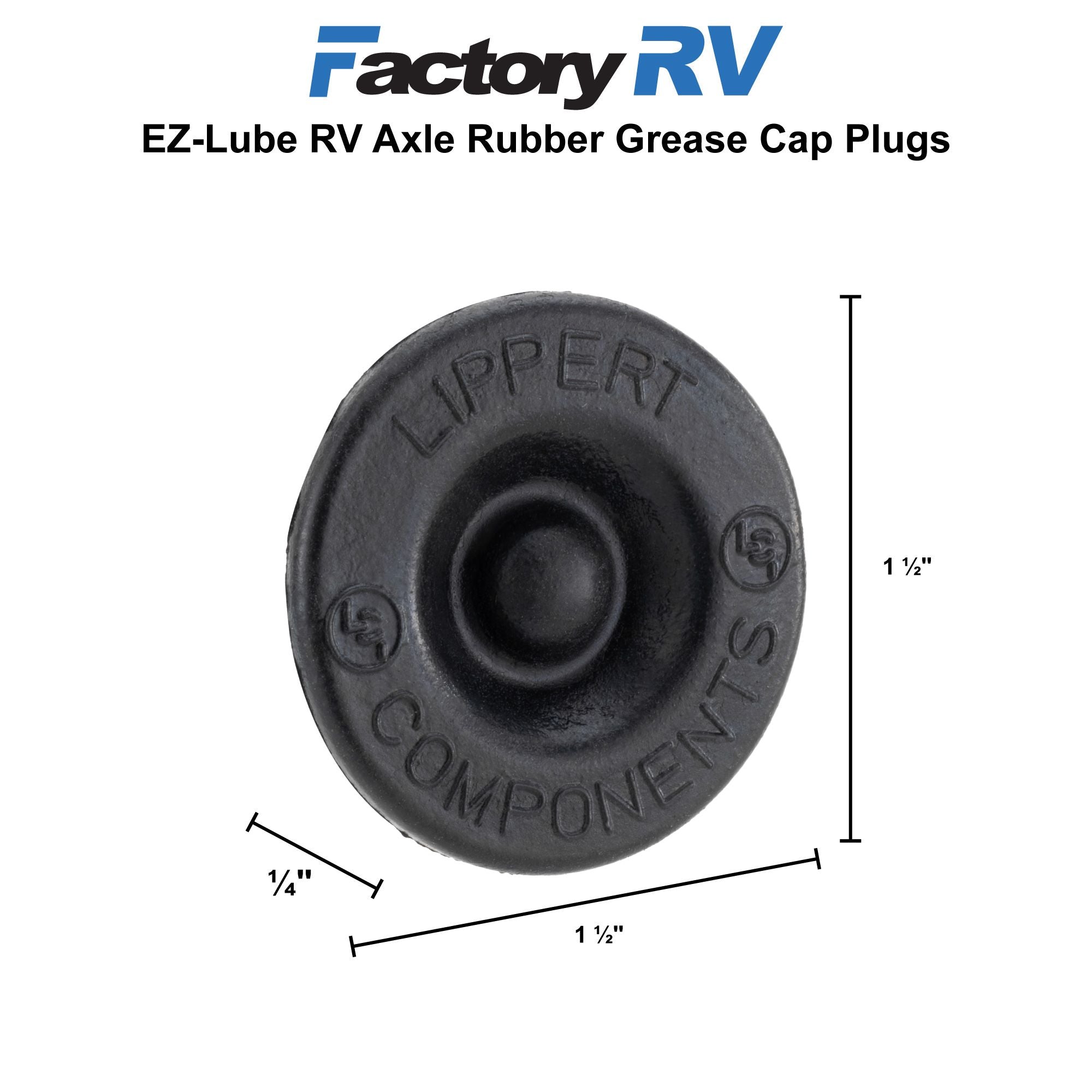 EZ-Lube RV Axle Rubber Grease Cap Plugs | 4-Pack