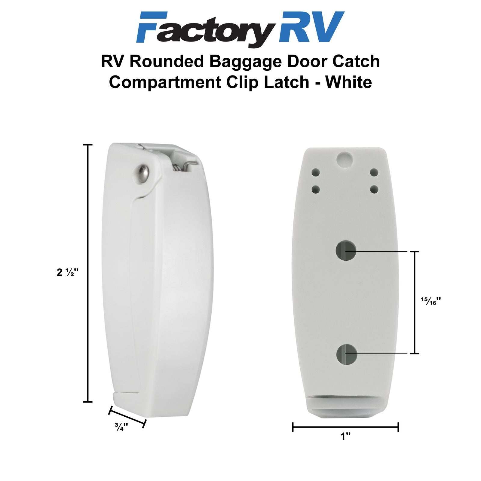 RV Compartment Door Catch | Clip Latch White