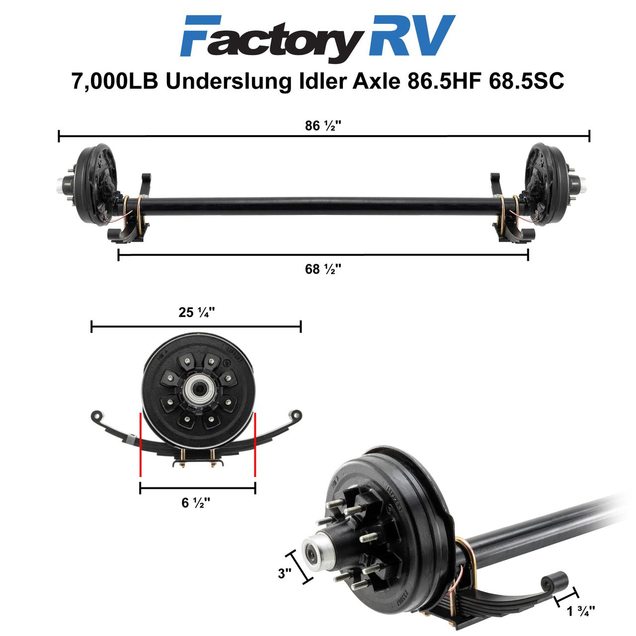 Lippert Trailer Axle 7,000LB Underslung Idler | 86.5HF | 68.5SC