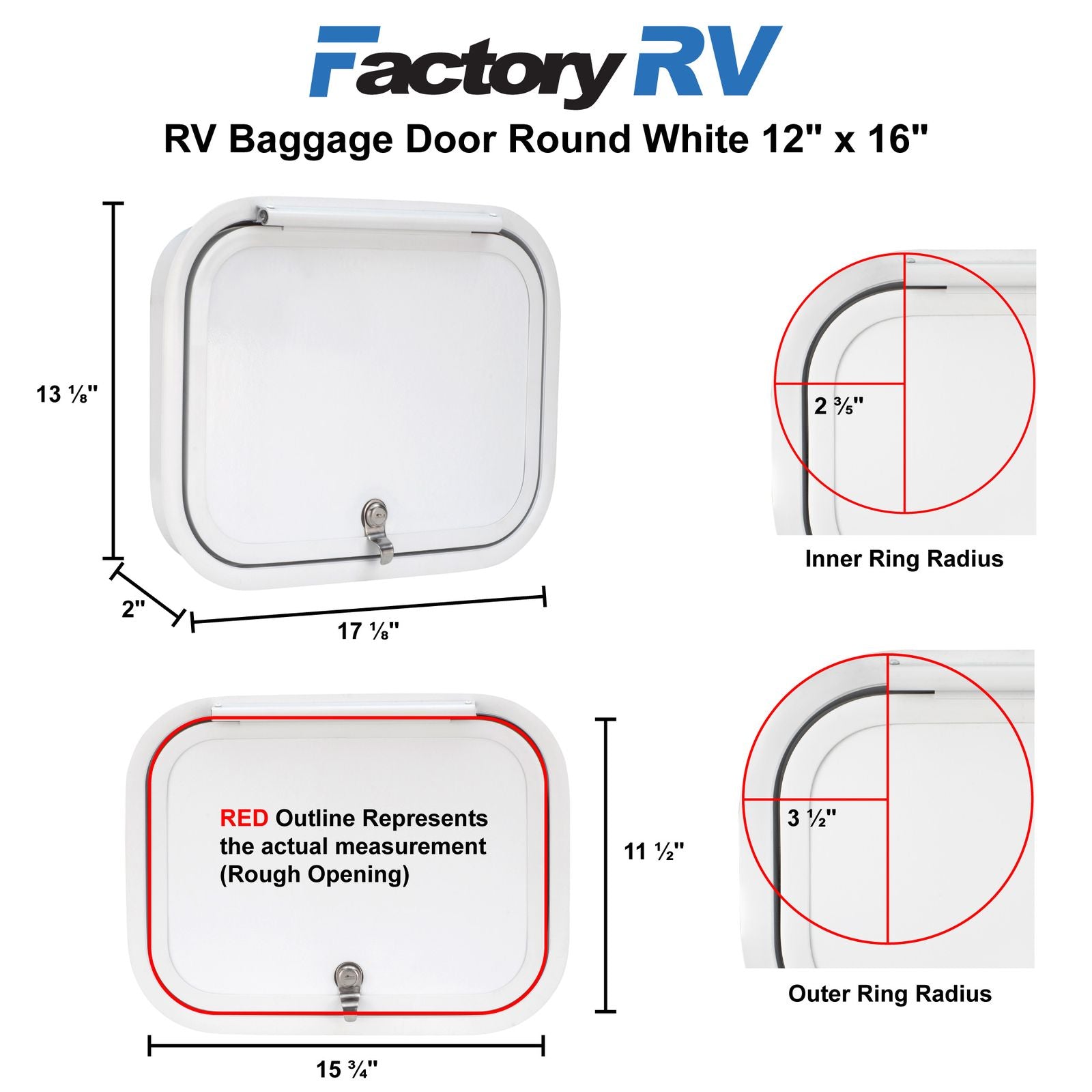 RV Compartment Door | Round | White | 16" X 12"