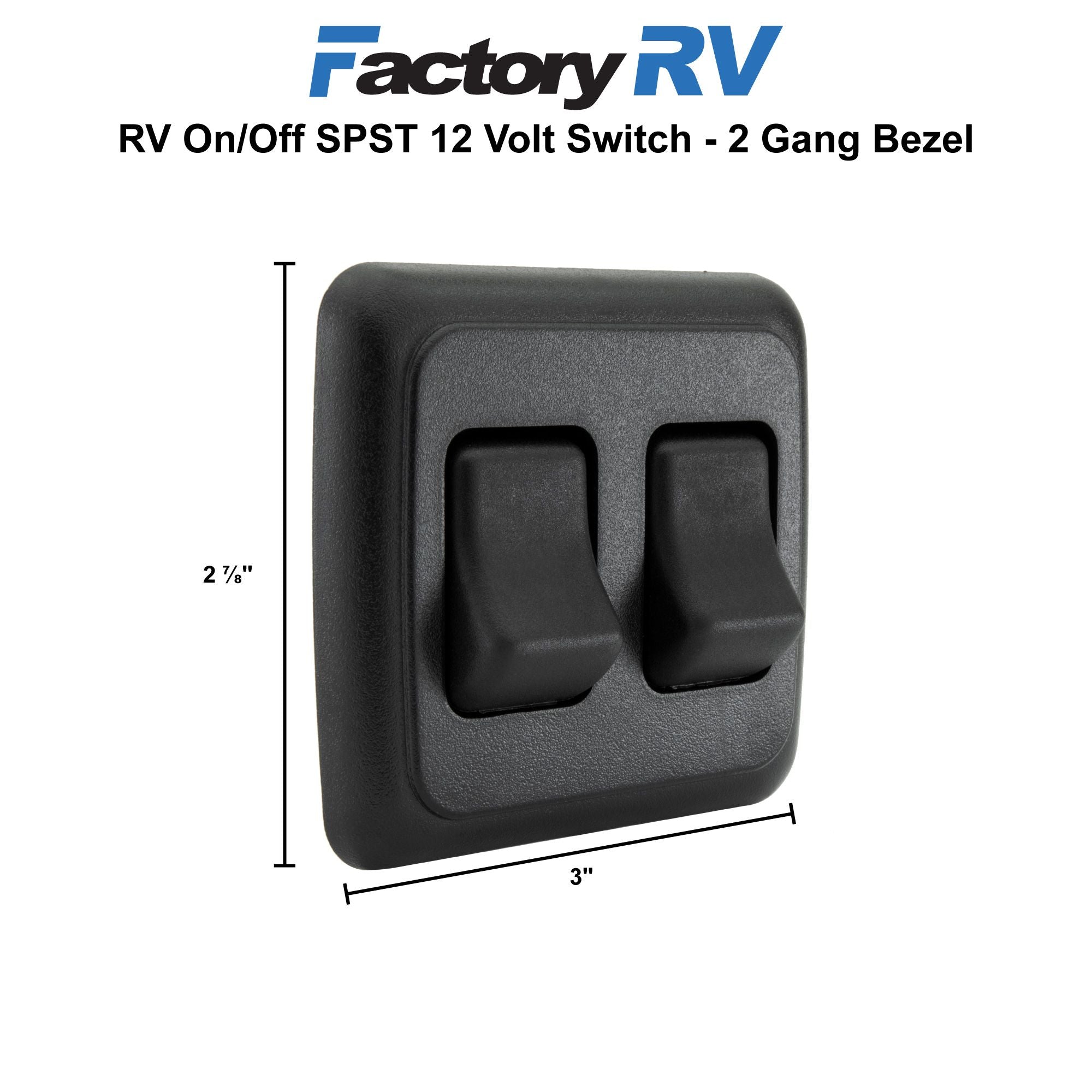 RV Switch | On / Off SPST Switch | 2 Gang Bezel | 12 Volt