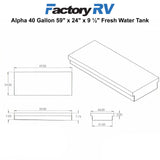 RV 40 Gallon Fresh Water Tank 59" x 24" x 9 ¼" | Alpha VR24597W (without fittings)