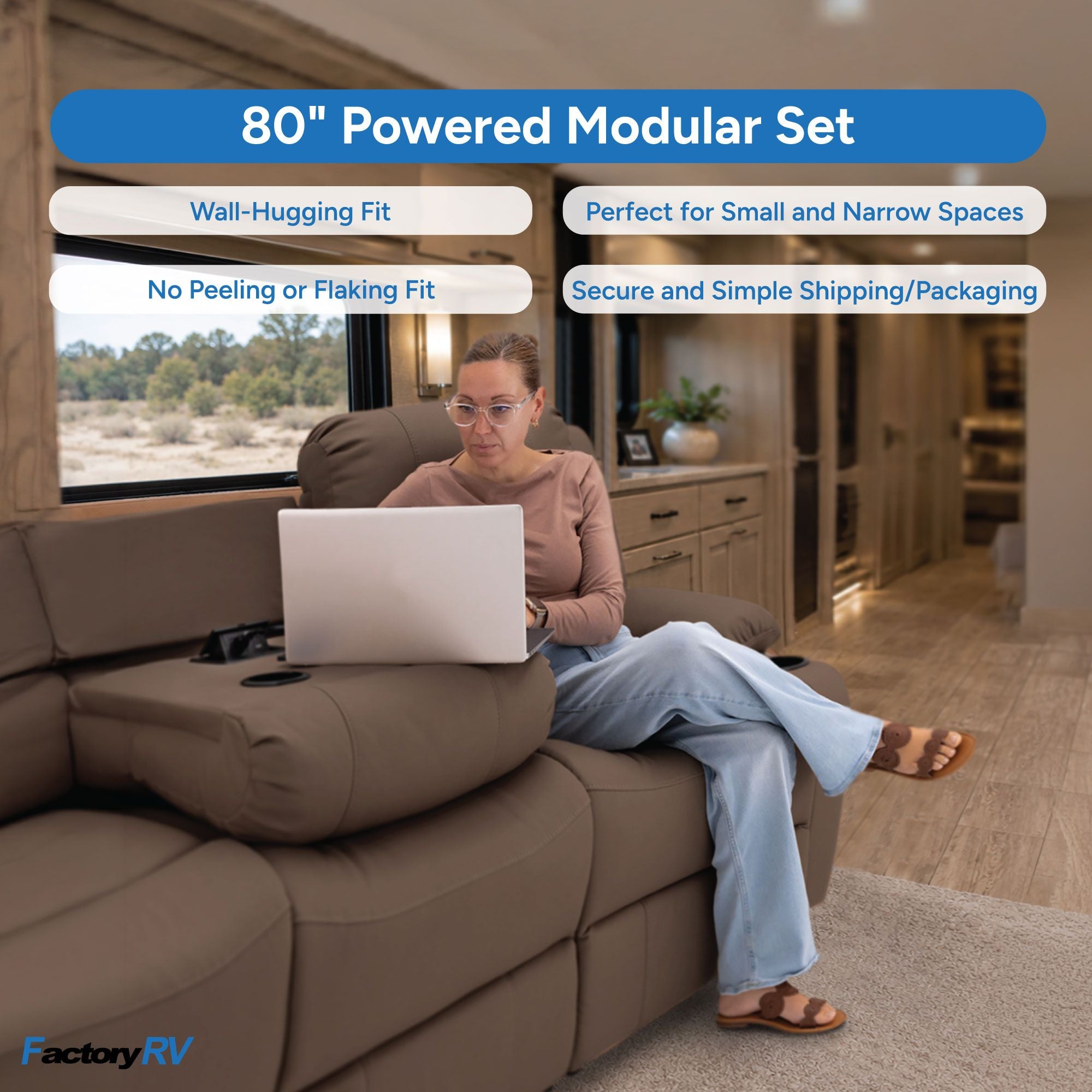 RV Wall Hugger Sofa 80" Powered Reclining Theater Seats