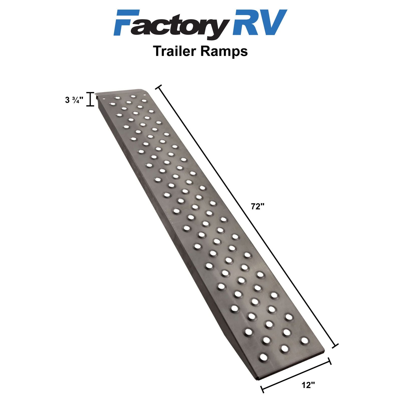 Trailer Ramps | 10ga Steel 72 x 12 w/ Mounting Brackets