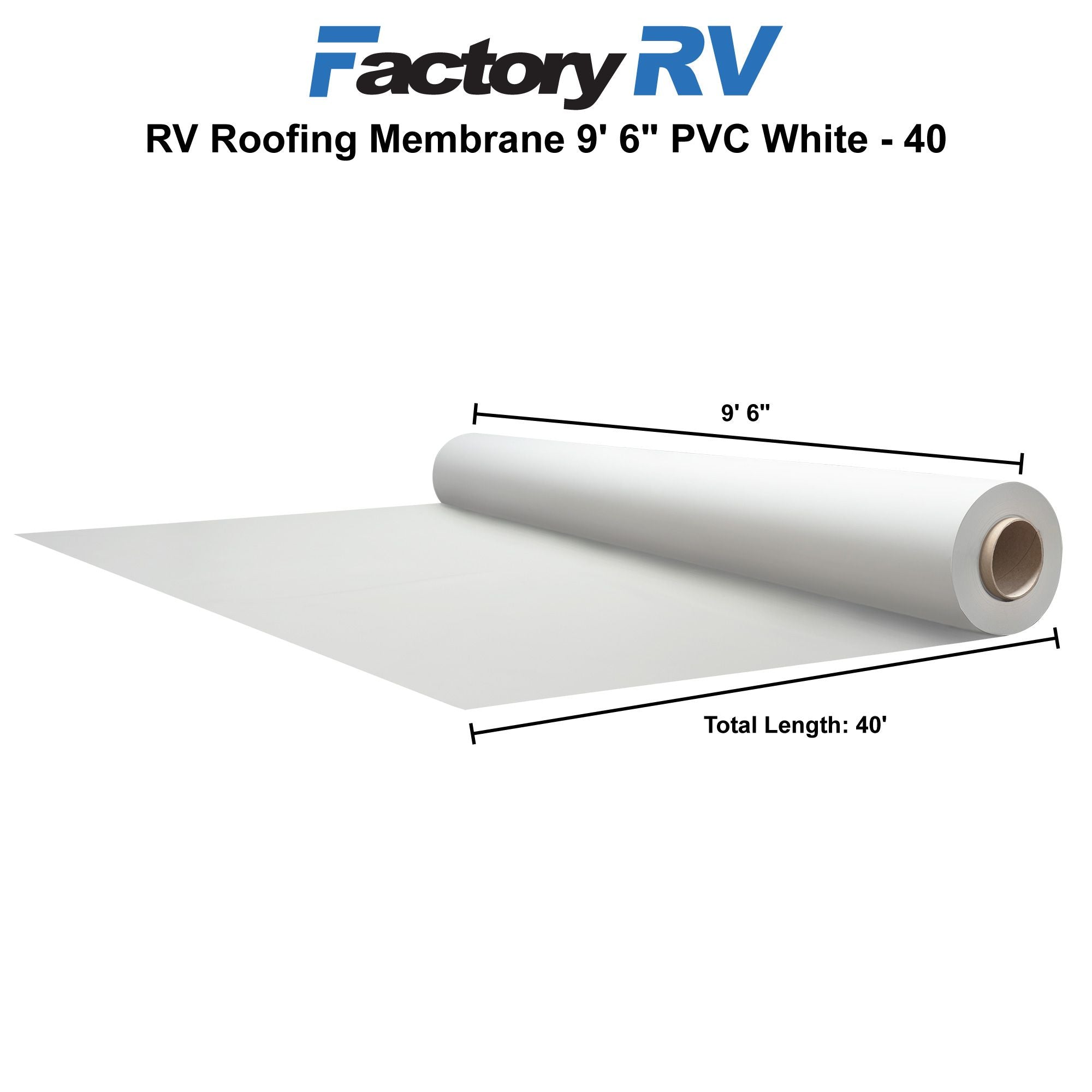 RV Roofing Membrane 9' 6" PVC | White
