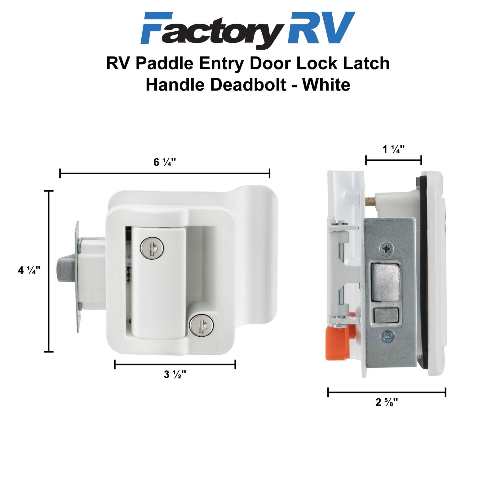 RV Door Lock | Paddle Entry with Deadbolt | White