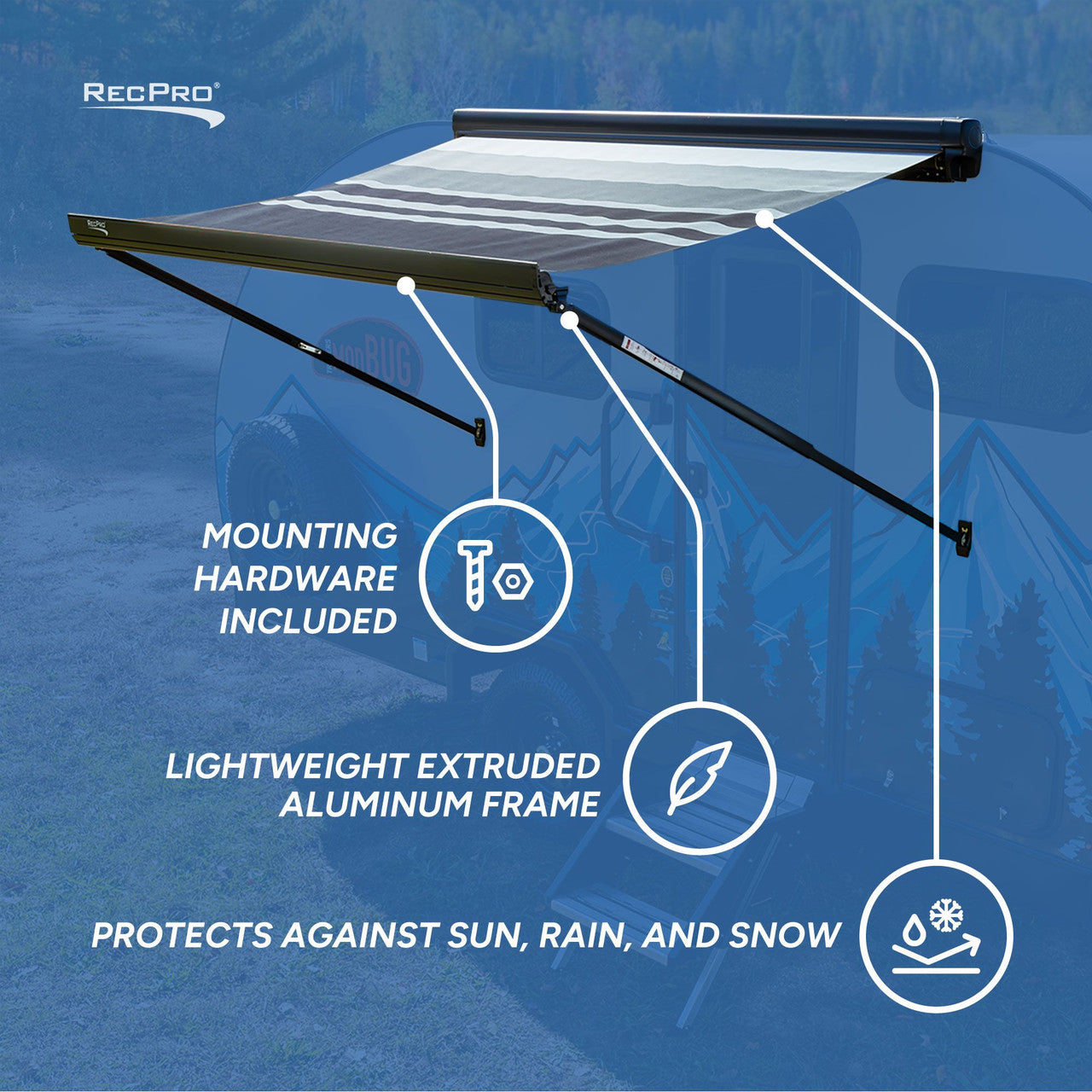 RecPro RV Awning 7' | Cassette Motorized Retractable