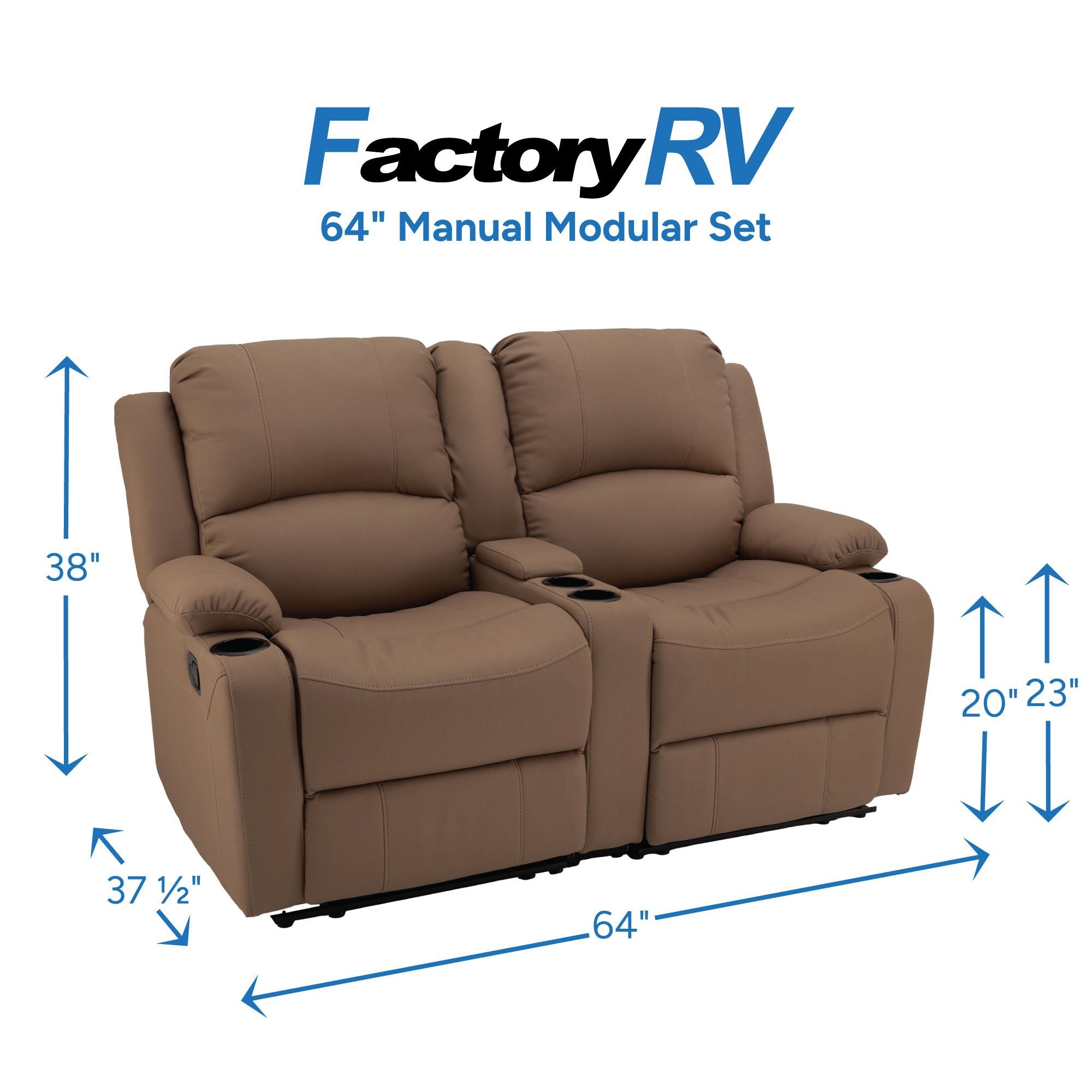 RV Wall Hugger Sofa 64" Manual Reclining Theater Seats