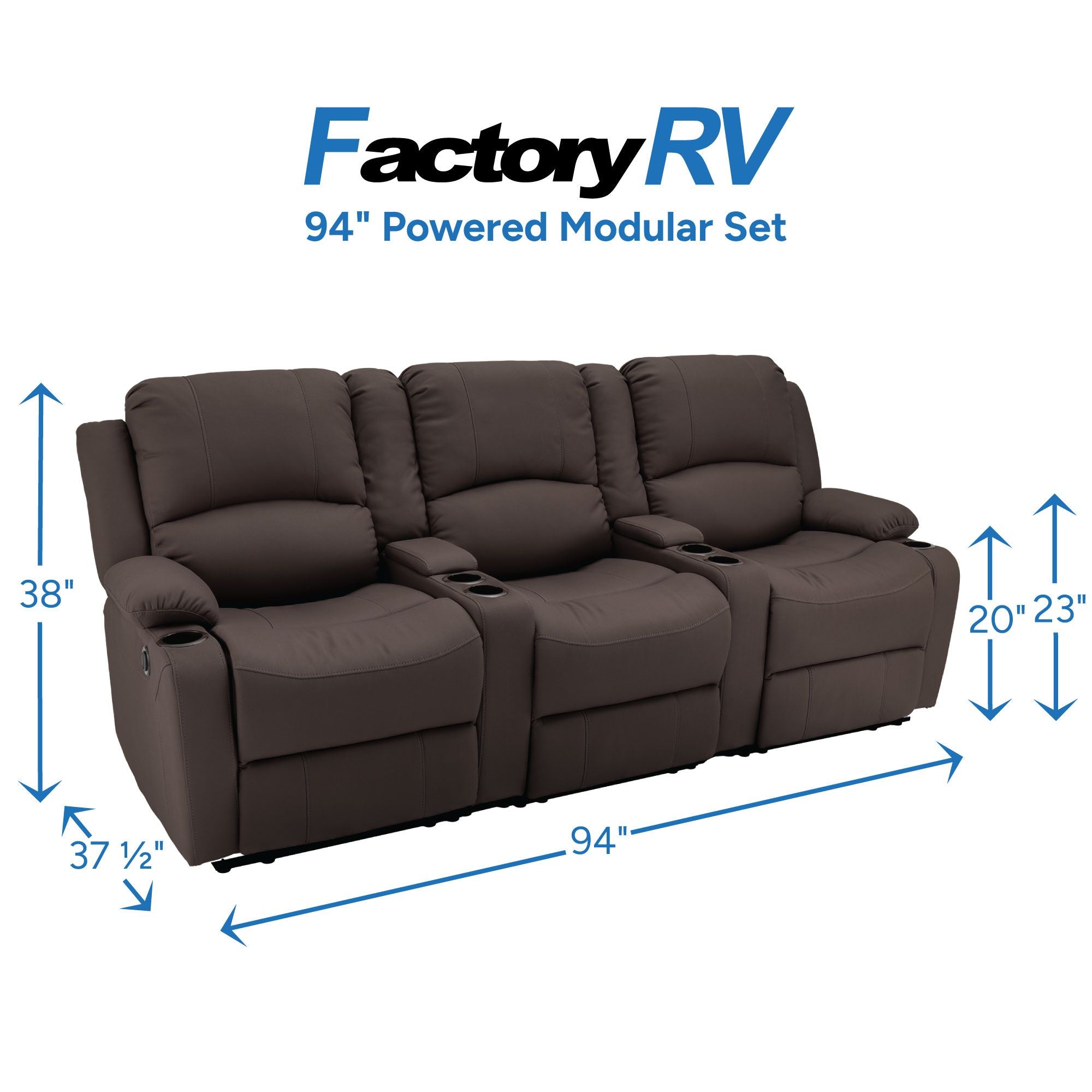 RV Wall Hugger Sofa 94" Powered Reclining Theater Seats