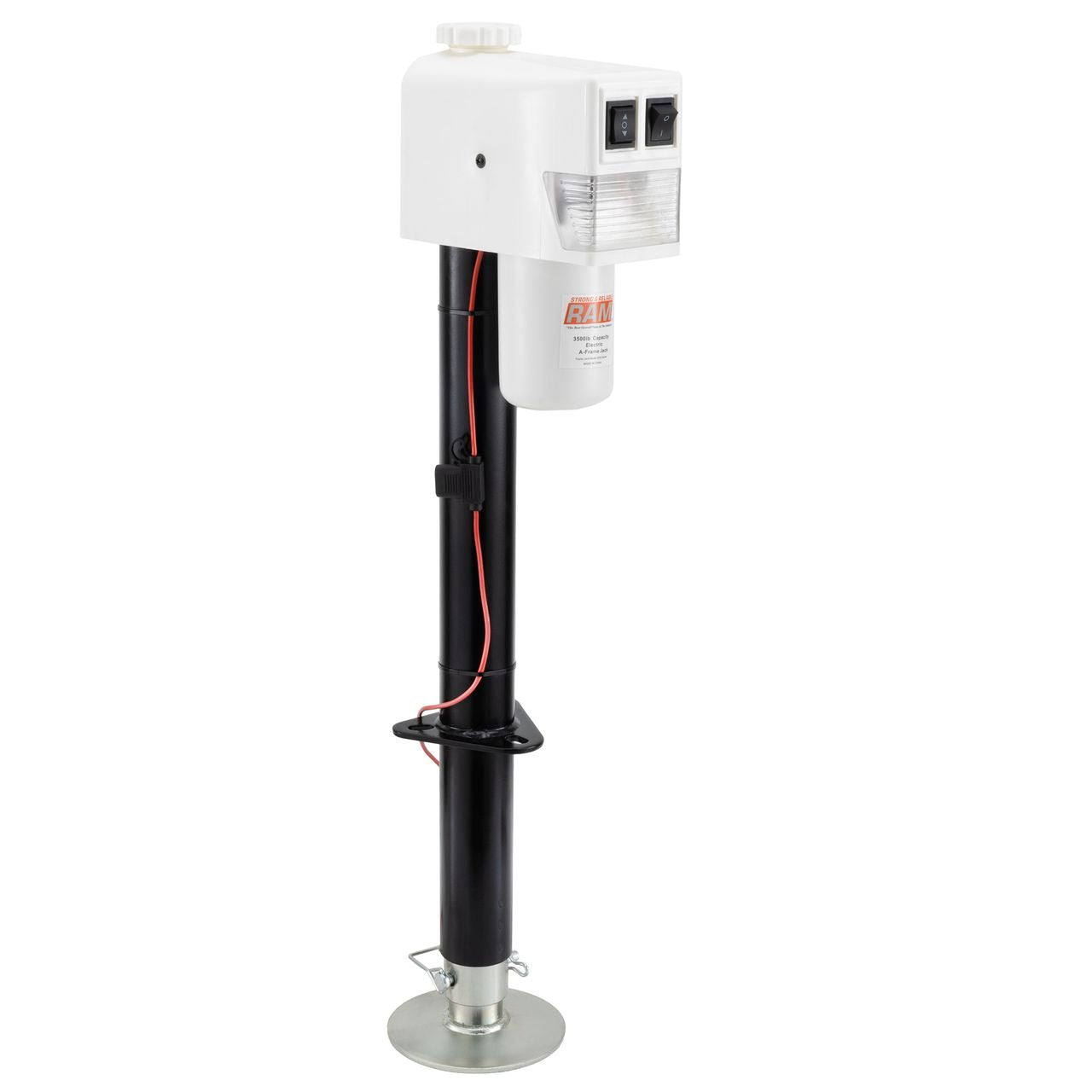 RAM Electric RV Trailer Jack with Drop Leg | 3500 lb. | White