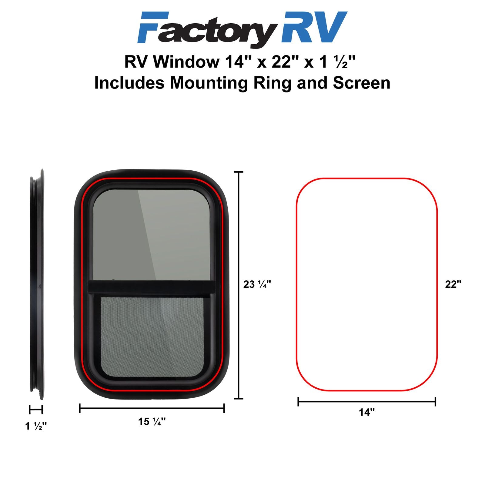RV Window | Teardrop | 14" x 22" x 1½"