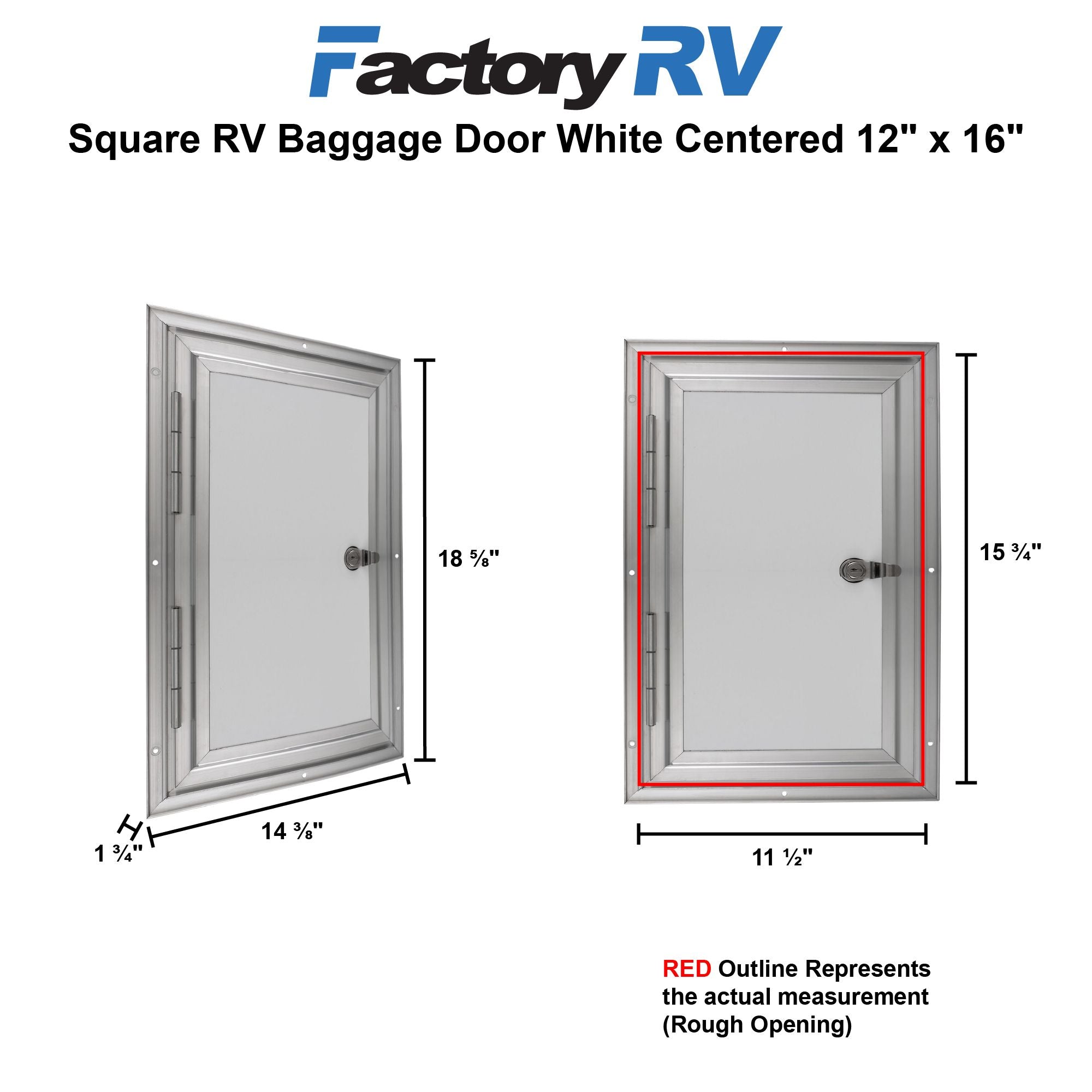 RV Compartment Door | Square  White Centered | 12" X 16"